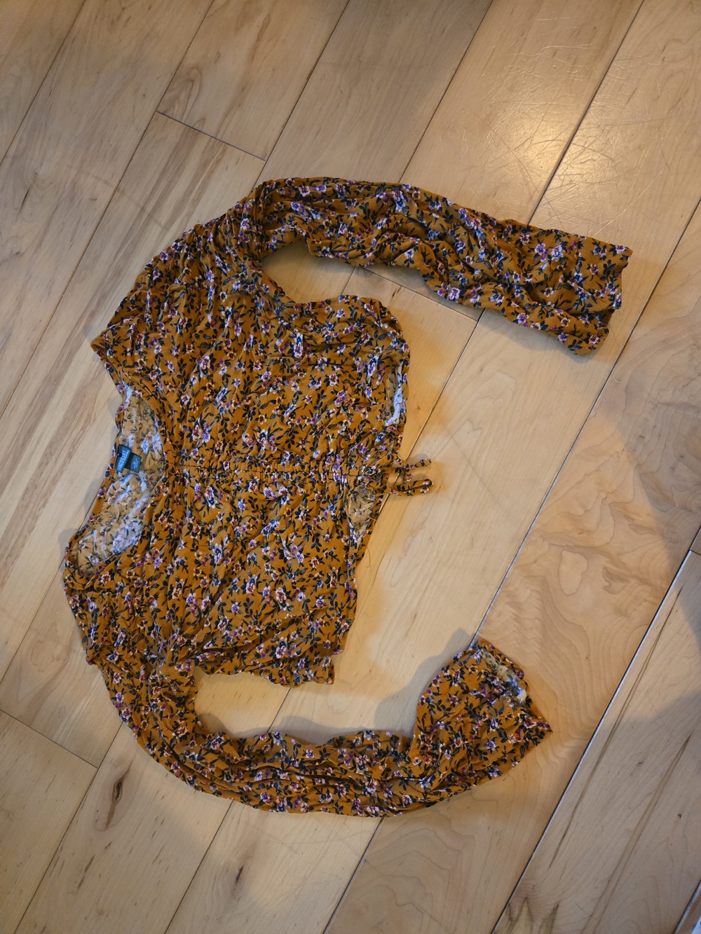 wild fable Mustard Floral Tie-Front Blouse